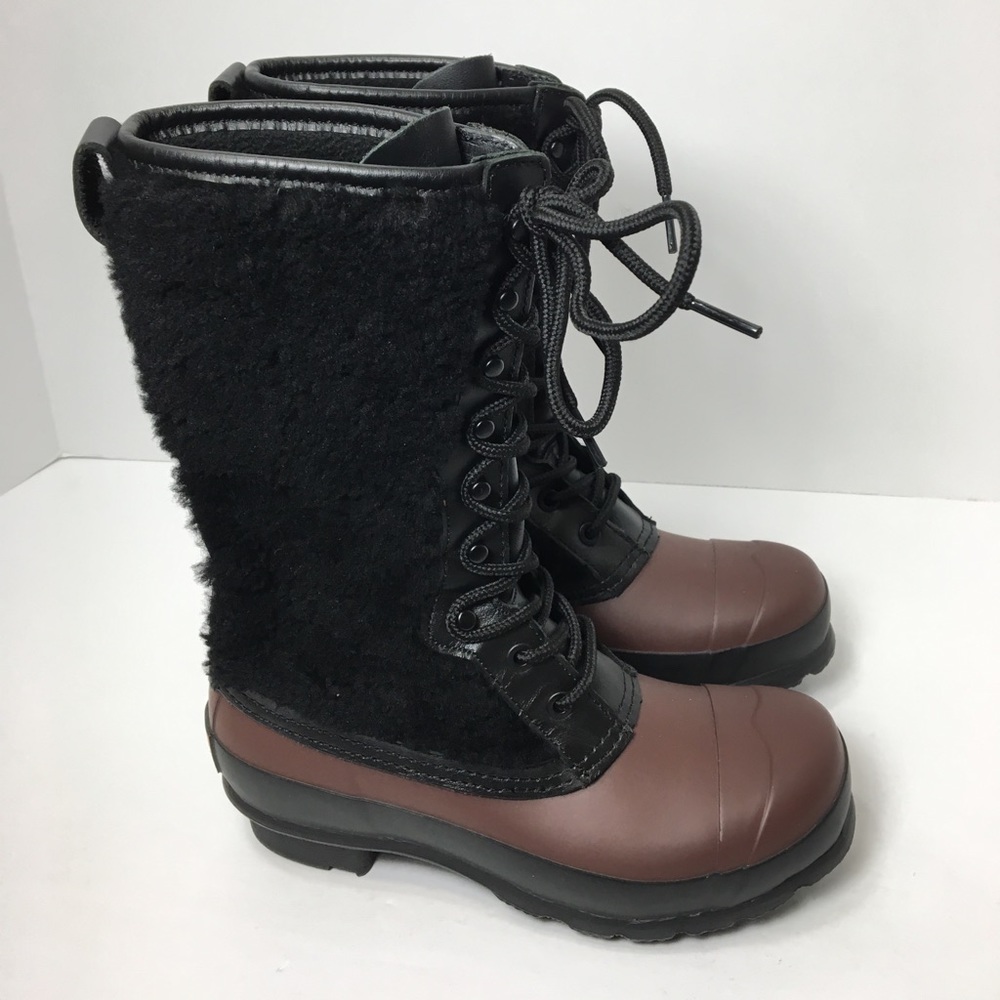 Hunter Black and Brown Winter Boots